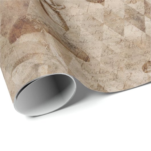 Möwen und Pilze auf Braun Geschenkpapier (Rolleneckpunkt)