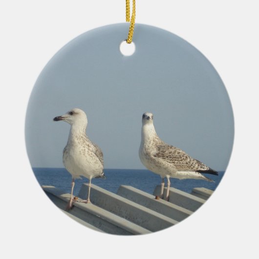 Möwenpaar Keramik Ornament (Vorne)