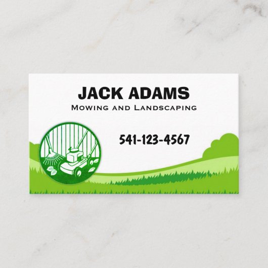 Mowing and Landscaping Business Card Visitenkarte (Vorderseite)