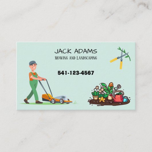 Mowing and Landscaping Business Card Visitenkarte (Vorderseite)