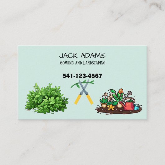 Mowing and Landscaping Business Card Visitenkarte (Vorderseite)