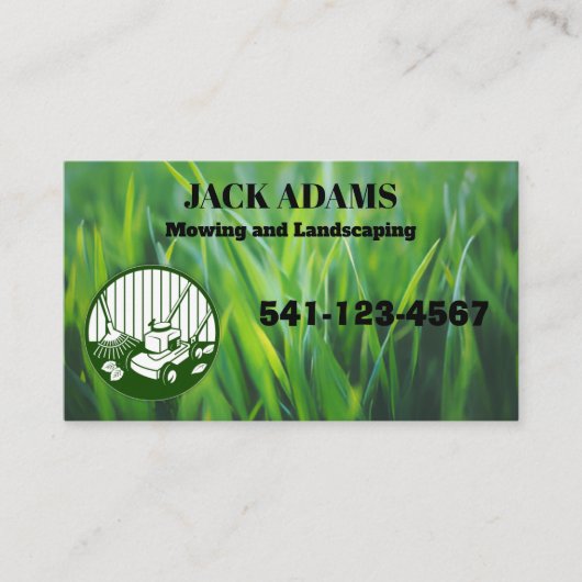 Mowing and Landscaping Business Card Visitenkarte (Vorderseite)