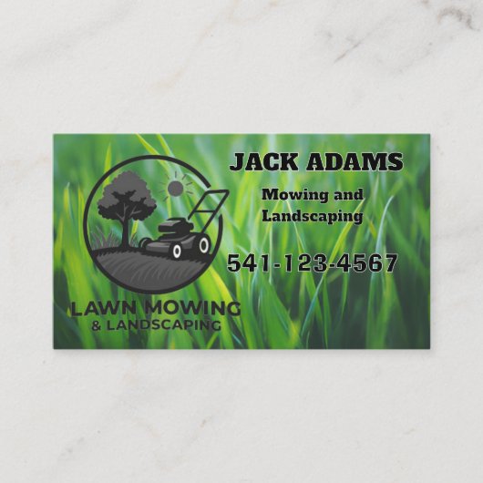 Mowing and Landscaping Business Card Visitenkarte (Vorderseite)