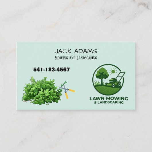 Mowing and Landscaping Business Card Visitenkarte (Vorderseite)