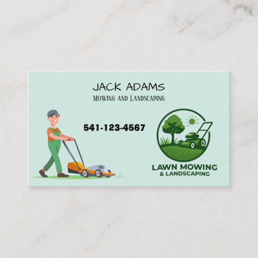 Mowing and Landscaping Business Card Visitenkarte (Vorderseite)
