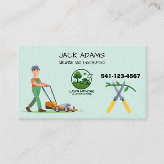 Mowing and Landscaping Business Card Visitenkarte (Vorderseite)