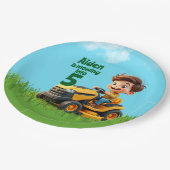 Mowing Into Lawn Mower Birthday Party Pappteller (Schrägansicht)