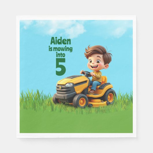 Mowing Into Lawn Mower Birthday Party Serviette (Vorderseite)