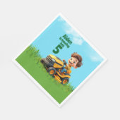 Mowing Into Lawn Mower Birthday Party Serviette (Ecke)