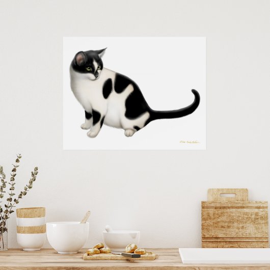 Moxie der Tuxedo Katze Print Poster (Küche)