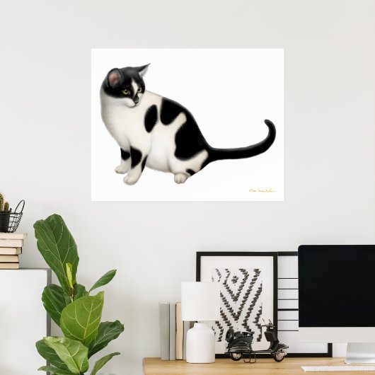 Moxie der Tuxedo Katze Print Poster (Heimbüro)