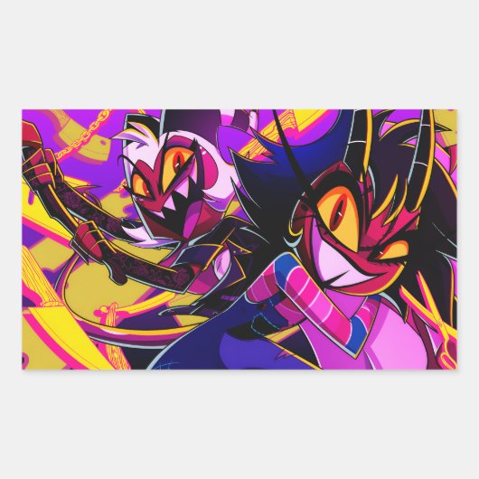 Moxxie&Millie Halloween Slasher | Helluva Boss | Rechteckiger Aufkleber (Vorderseite)