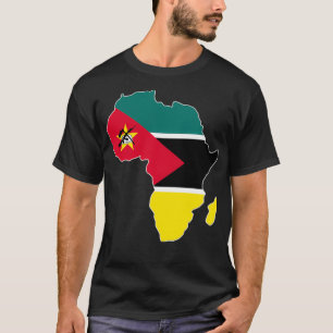 Mozambique Flag clipped inside Africa Map T-Shirt