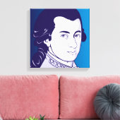 Mozart auf Leinwand - Cartoon Style, blau/weiß (Insitu (Wohnzimmer))