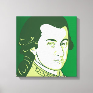 Mozart auf Leinwand - Cartoon Style, grün/weiß