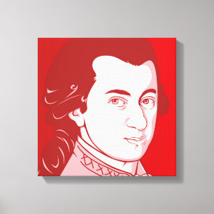 Mozart auf Leinwand - Cartoon Style, rot/weiß