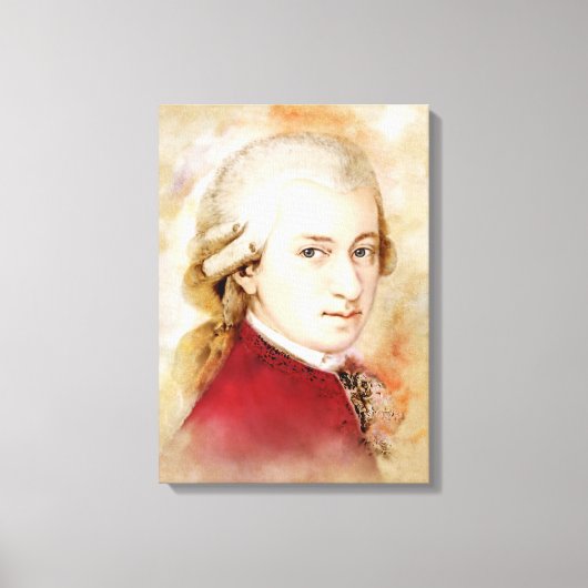 Mozart auf Leinwand - Wasserfarbstil (Vorderseite)