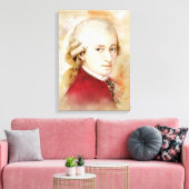 Mozart auf Leinwand - Wasserfarbstil (Insitu (Wohnzimmer))
