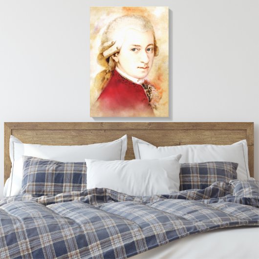 Mozart auf Leinwand - Wasserfarbstil (Insitu (Schlafzimmer))