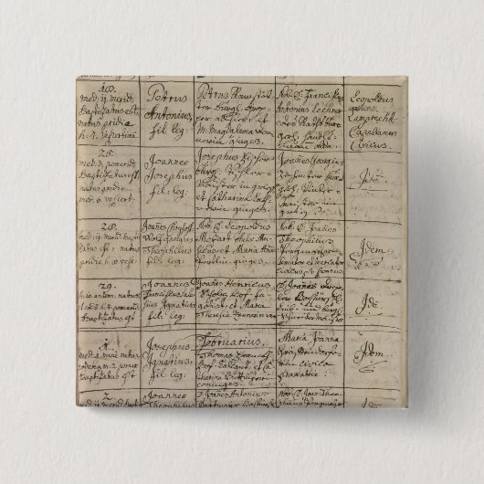 Mozart Eintritt im baptismal Register, 1756 Button (Vorderseite)