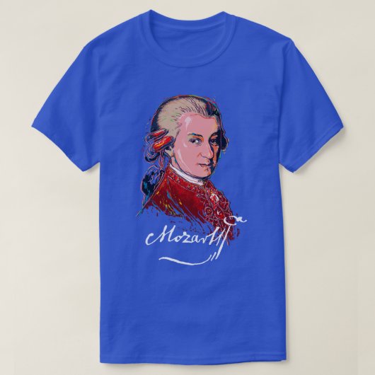 Mozart Farbenfrohe PortraitmusikKlassisches Piano T-Shirt (Design vorne)