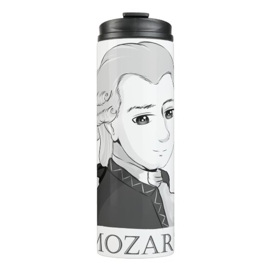 Mozart im Chibi Style Thermosbecher (Vorderseite)