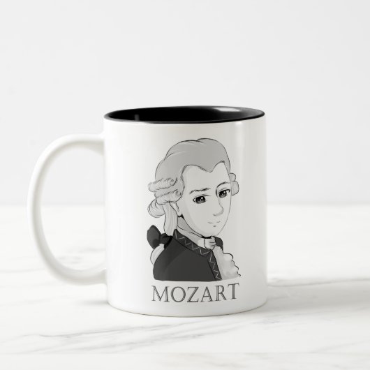 Mozart im Chibi Style Zweifarbige Tasse (Links)