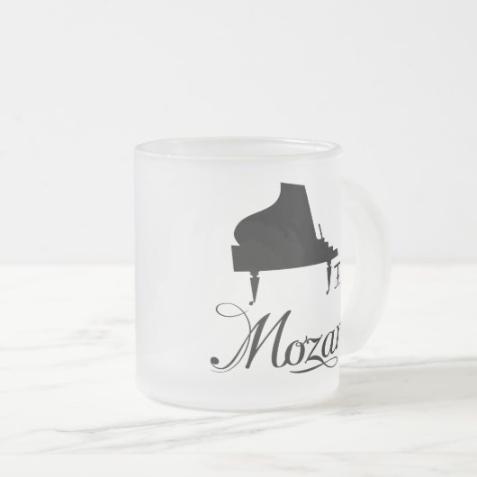 Mozart-Klavier-Geschenk-mattierter Trinkbehälter Mattglastasse (VorderseiteRechts)