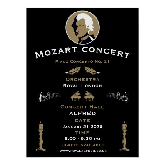 Mozart-Musikkonzert Poster (Vorderseite)