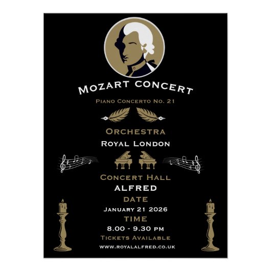 Mozart-Musikkonzert Poster (Vorderseite)
