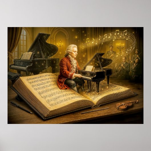 Mozart-Musikszene aus dem klassischen Buch Poster (Vorne)