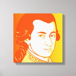 Mozart on Canvas - Cartoon Style, yellow/orange Leinwanddruck