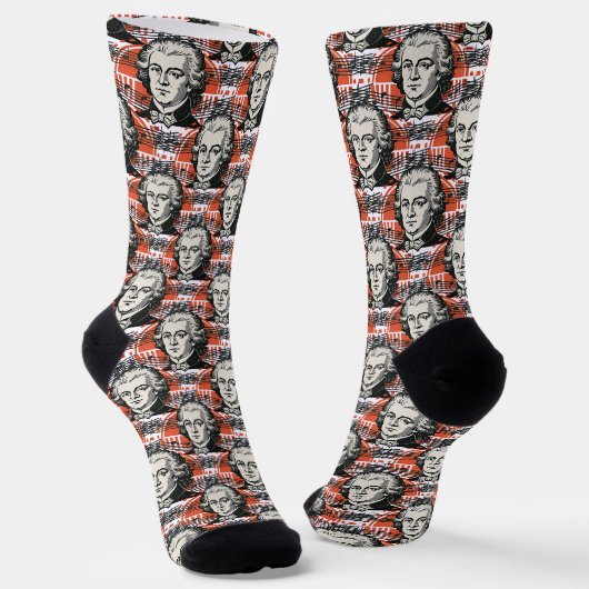 Mozart Portrait Musikergeschenk Socken (Gewinkelt)
