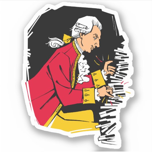 Mozart spielt Klavier Aufkleber (Vorderseite)