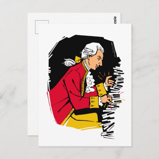 Mozart spielt Klavier Postkarte (Vorne/Hinten)
