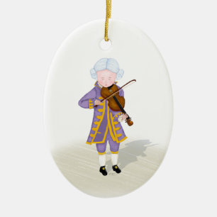 Mozart spielt Violine Kind Wundermusik Keramik Ornament