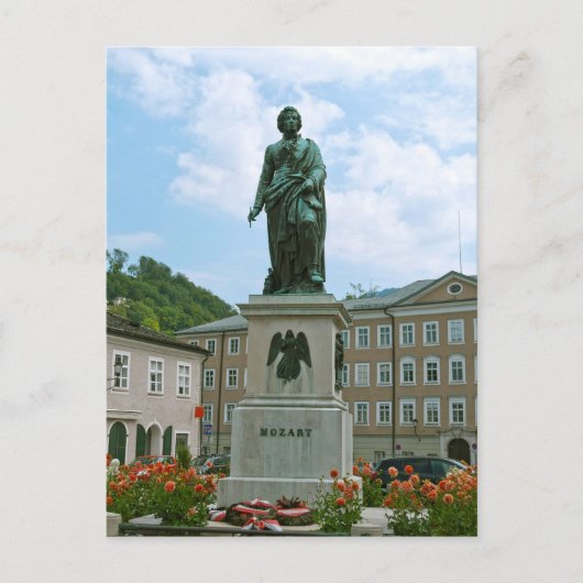 Mozart-Statue in Salzburg Postkarte (Vorderseite)