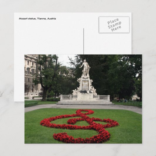Mozart-Statue Postkarte (Vorne/Hinten)
