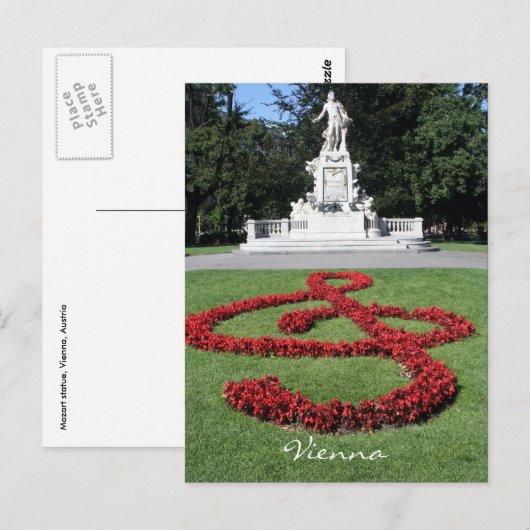 Mozart-Statue Postkarte (Vorne/Hinten)