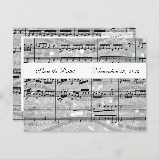 Mozart und Perlen Save the Date Ankündigungspostkarte (Vorne/Hinten)