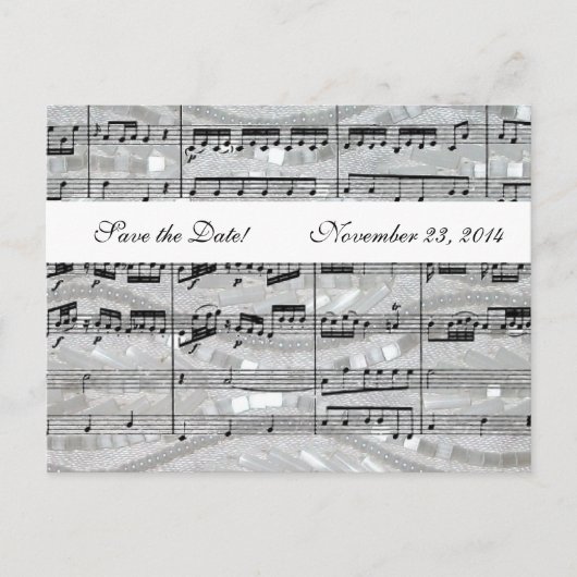 Mozart und Perlen Save the Date Ankündigungspostkarte (Vorderseite)