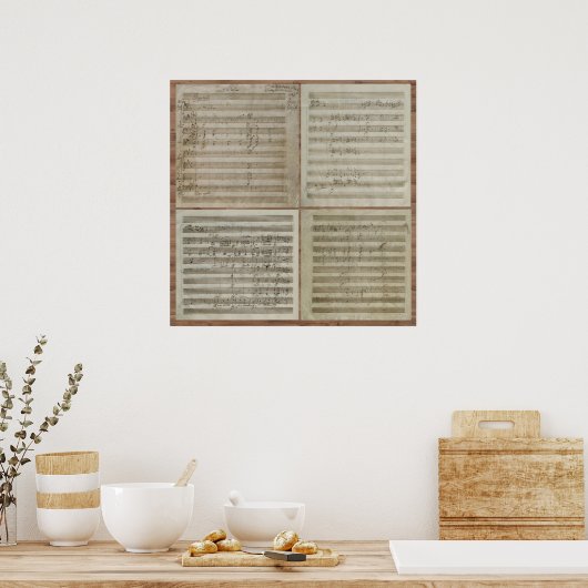 Mozart Violin Konzert Manuskript Poster (Küche)