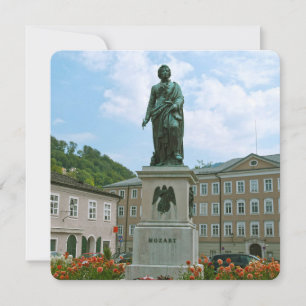 Mozartstatue in Salzburg Feiertagskarte