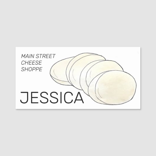 Mozzarella Cheese Shop Cheesemonger Molkereiproduk Namensschild (Vorderseite)