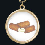 Mozzarella Cheese Sticks Junk Food Feinschmecker G Vergoldete Kette<br><div class="desc">Eine originelle Marker-Abbildung eines Paares käsehafter Mozzarella-Stöcke. Ideal für Ihren Lieblings-Junk-Food-Junkie!</div>