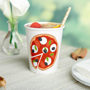 Mozzarella-Pizza mit Tomate und Basilikum Pappbecher