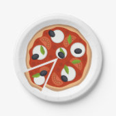 Mozzarella-Pizza mit Tomate und Basilikum Pappteller (Vorderseite)