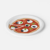 Mozzarella-Pizza mit Tomate und Basilikum Pappteller (Schrägansicht)
