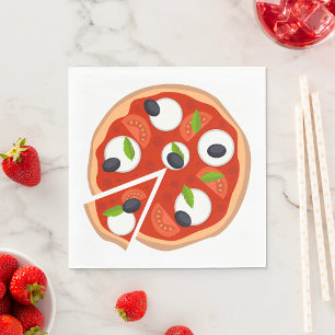 Mozzarella-Pizza mit Tomate und Basilikum Serviette
