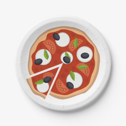 Mozzarella Pizza Pappteller (Vorderseite)